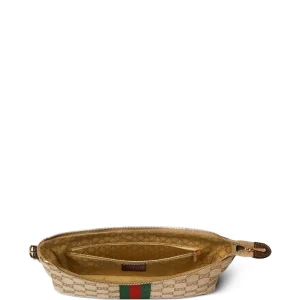 Small Lunetta Gucci Canvas Shoulder Bag Open in