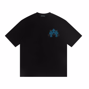 Chrome Hearts Blue Floral Cross T-Shirt Black